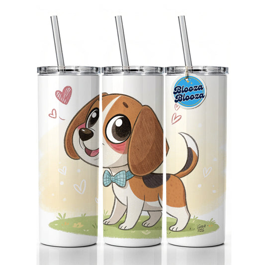 Kawaii Beagle Dog Skinny Tumbler 20oz with Straw Insulated Water Bottle Gift