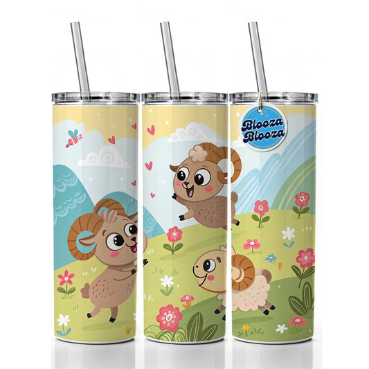 Kawaii Bighorn Sheep Skinny Tumbler 20oz with Straw Insulated Water Bottle Gift