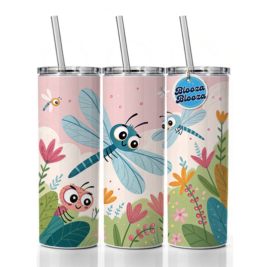 Kawaii Dragonflies Skinny Tumbler 20oz with Straw Insulated Water Bottle Gift