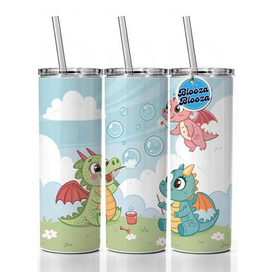 Kawaii Dragons Cute Skinny Tumbler 20oz with Straw Insulated Water Bottle Gift