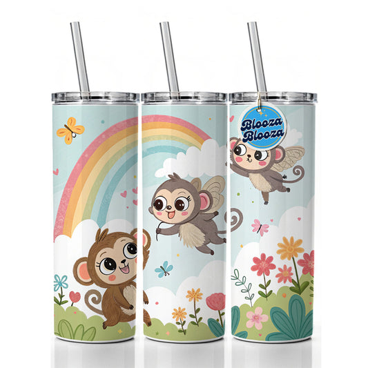 Kawaii Flying Monkeys Skinny Tumbler 20oz with Straw Insulated Water Bottle Gift
