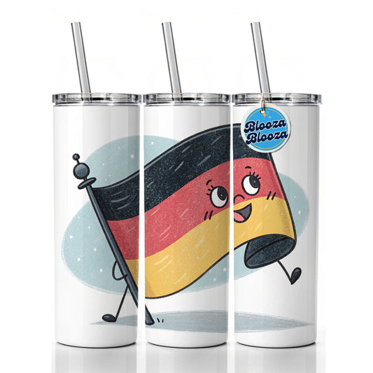 Kawaii Germany Flag Skinny Tumbler 20oz with Straw Insulated Water Bottle Gift