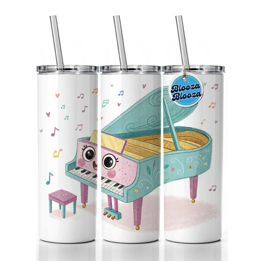 Kawaii Grand Piano Music Skinny Tumbler 20oz with Straw Insulated Water Bottle Gift