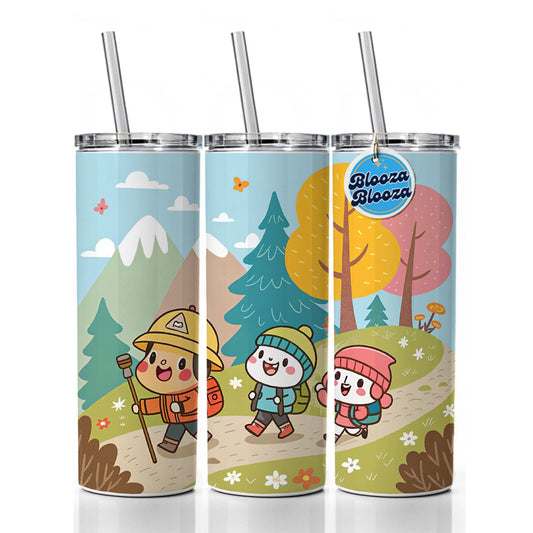 Kawaii Hiking Hikers Skinny Tumbler 20oz with Straw Insulated Water Bottle Gift
