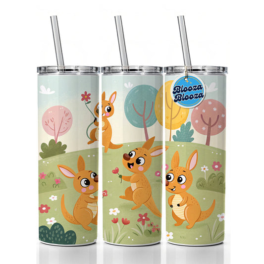 Kawaii Kangaroos Skinny Tumbler 20oz with Straw Insulated Water Bottle Gift