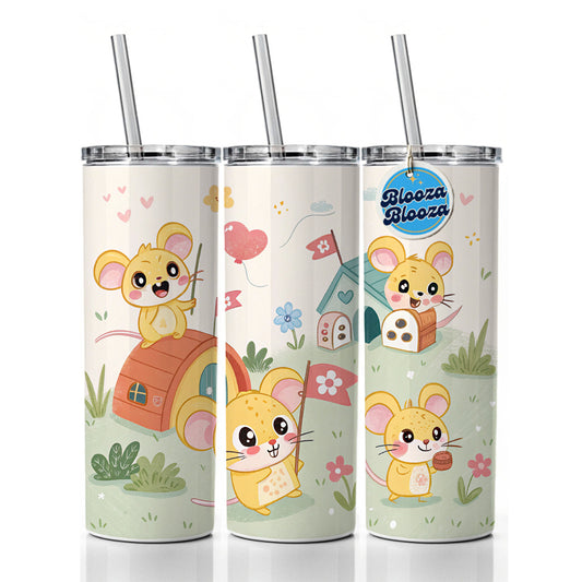 Kawaii Mice Mouse Skinny Tumbler 20oz with Straw Insulated Water Bottle Gift
