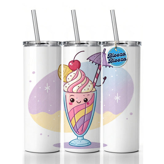 Kawaii Milk Shake Skinny Tumbler 20oz with Straw Insulated Water Bottle Gift
