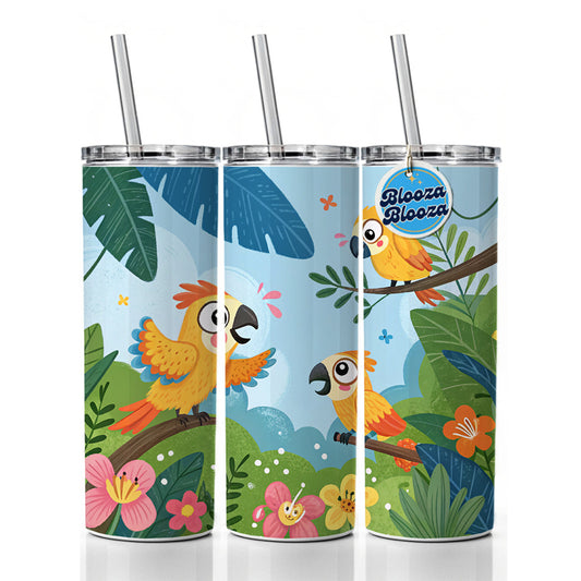 Kawaii Parrots Skinny Tumbler 20oz with Straw Insulated Water Bottle Gift