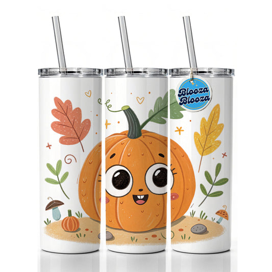 Kawaii Pumpkin Fall Autumn Halloween Skinny Tumbler 20oz with Straw Insulated Water Bottle Gift