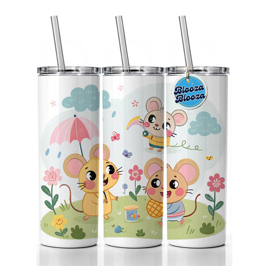 Kawaii Rats Skinny Tumbler 20oz with Straw Insulated Water Bottle Gift