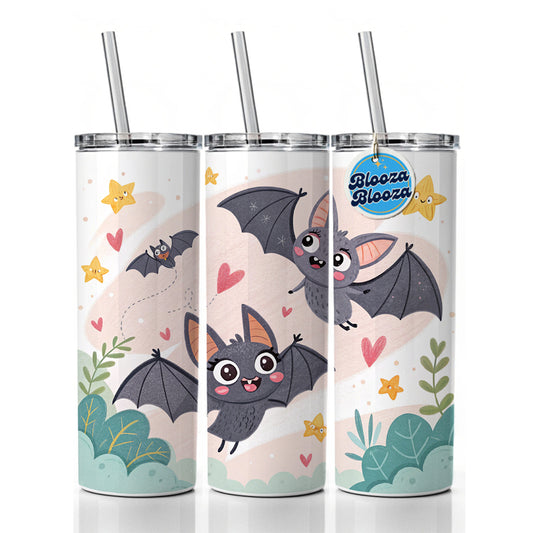 Kawaii Scattered Bats Skinny Tumbler 20oz with Straw Insulated Water Bottle Gift