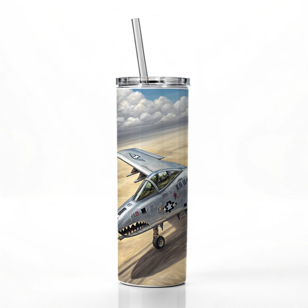 A-10 Warthog Thunderbolt II US Air Force Ground Attack Plane Skinny Tumbler 20oz with Straw Insulated Water Bottle Gift