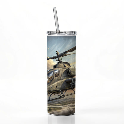 AH-1 SuperCobra US Marines Attack Helicopter Skinny Tumbler 20oz with Straw Insulated Water Bottle Gift