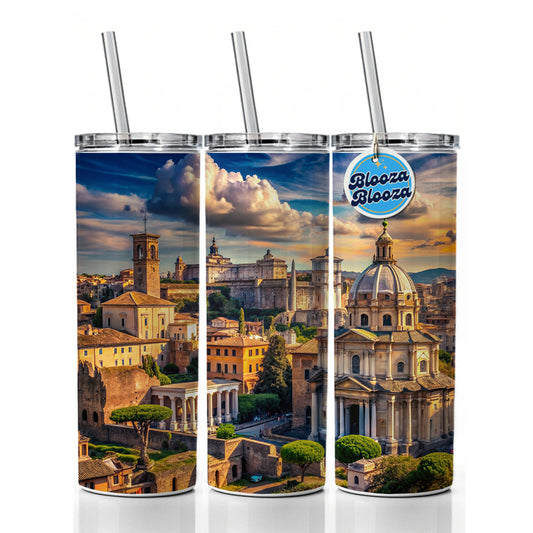 Ancient Rome City Roman Cityscape Skinny Tumbler 20oz with Straw Insulated Water Bottle Gift