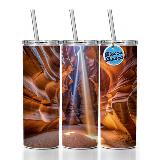 Antelope Slot Canyon Light Beams Utah Nevada Skinny Tumbler 20oz with Straw Insulated Water Bottle Gift