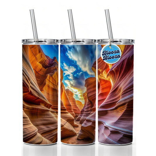 Antelope Slot Canyon Utah Nevada Skinny Tumbler 20oz with Straw Insulated Water Bottle Gift