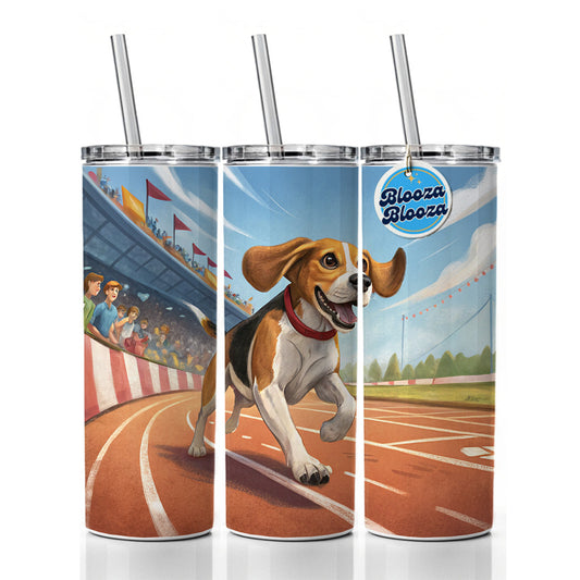 Beagle Dog Racing Skinny Tumbler 20oz with Straw Insulated Water Bottle Gift