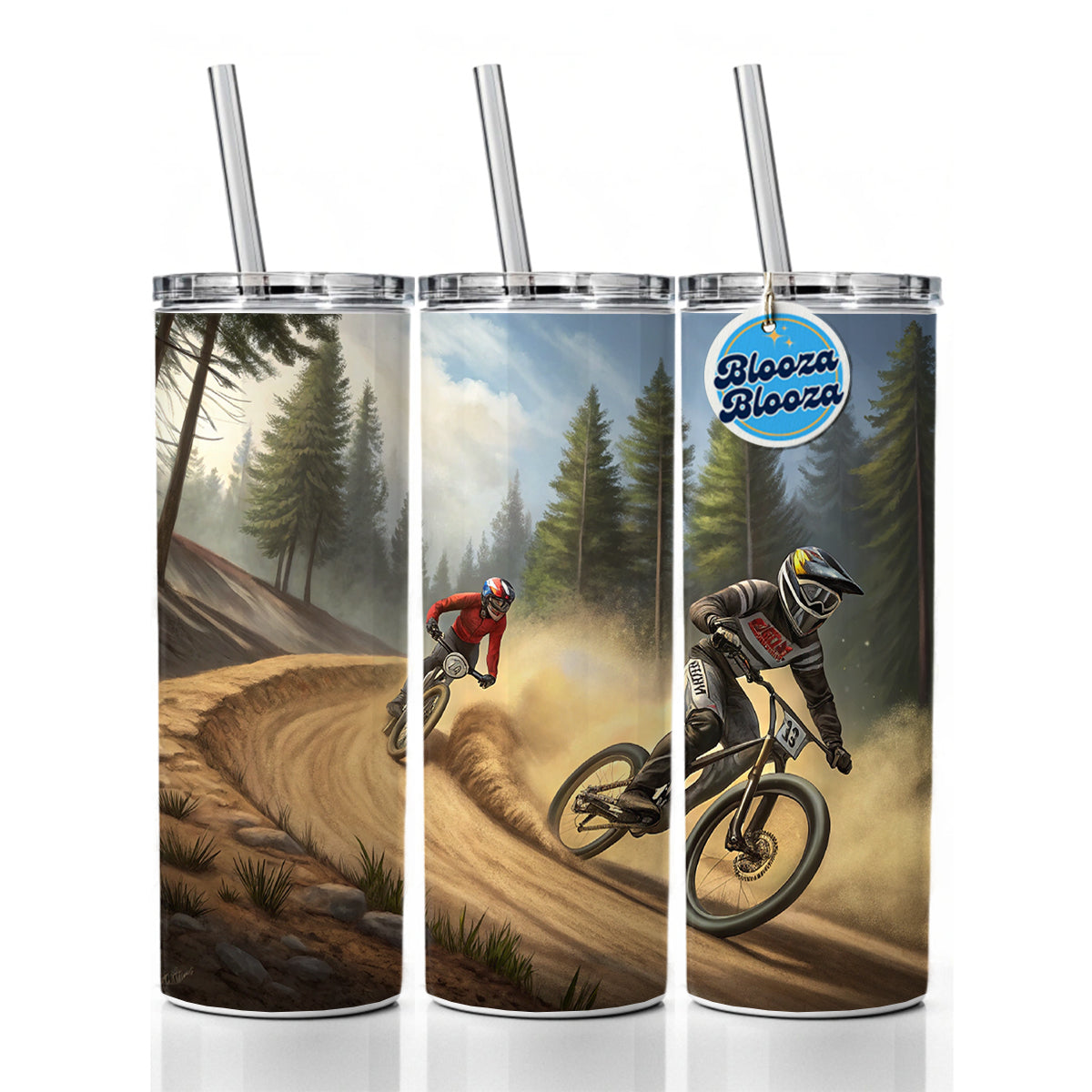 Bicycle Motocross Bikes Racing Skinny Tumbler 20oz with Straw Insulated Water Bottle Gift