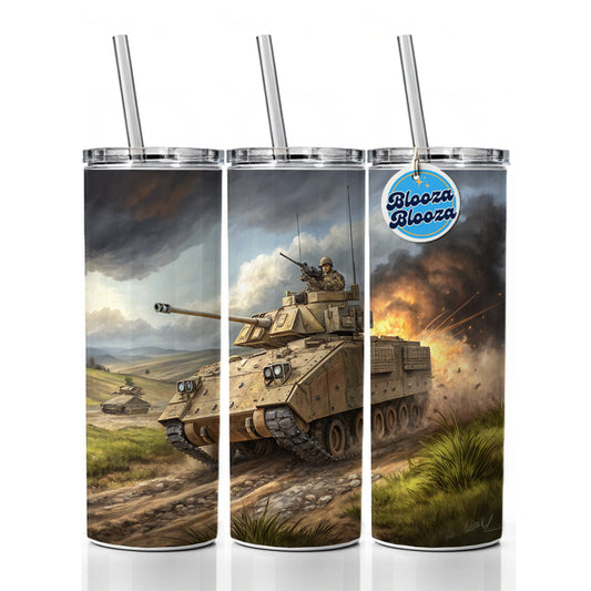 Bradley Fighting Vehicle US Army Armor Skinny Tumbler 20oz with Straw Insulated Water Bottle Gift