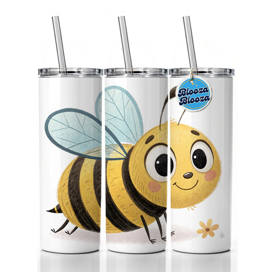Bumble Bee Children's Illustration Style Skinny Tumbler 20oz with Straw Insulated Water Bottle Gift