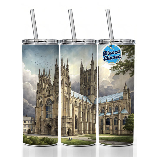 Canterbury Cathedral England Great Britain Skinny Tumbler 20oz with Straw Insulated Water Bottle Gift