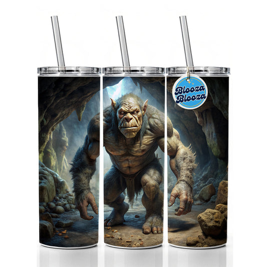 Cave Troll Fantasy Monster Skinny Tumbler 20oz with Straw Insulated Water Bottle Gift