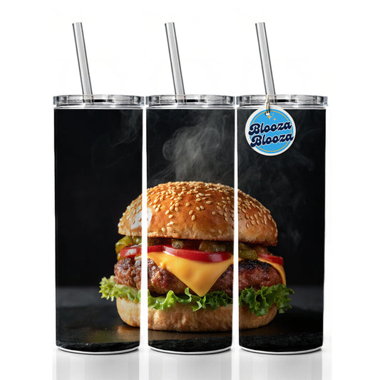 Cheeseburger with all the Toppings Skinny Tumbler 20oz with Straw Insulated Water Bottle Gift