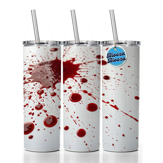 Close-Up Blood Splatters Skinny Tumbler 20oz with Straw Insulated Water Bottle Gift