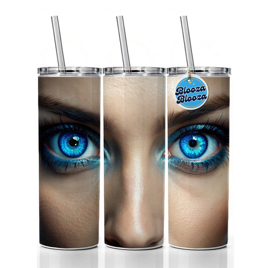 Close-Up Of Blue Eyes Skinny Tumbler 20oz with Straw Insulated Water Bottle Gift