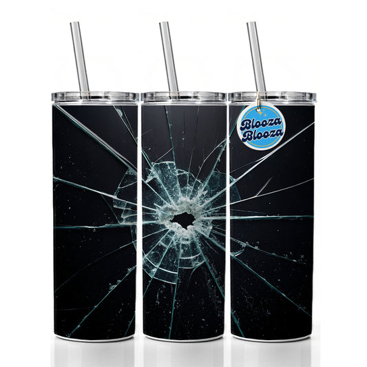 Close-Up Of Broken Pane Of Glass Skinny Tumbler 20oz with Straw Insulated Water Bottle Gift