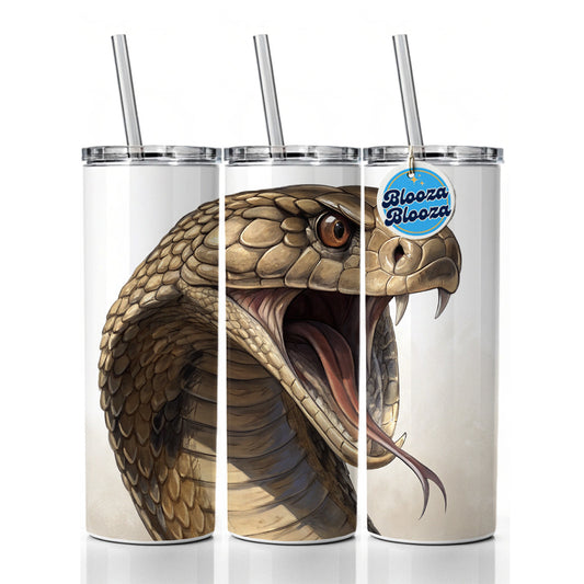 Cobra Snake Head Close-up Scary Reptile Skinny Tumbler 20oz with Straw Insulated Water Bottle Gift