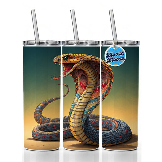 Colorful Cobra Snake Reptile Skinny Tumbler 20oz with Straw Insulated Water Bottle Gift