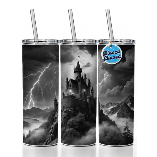 Dark and Foreboding Vampire Castle Skinny Tumbler 20oz with Straw Insulated Water Bottle Gift