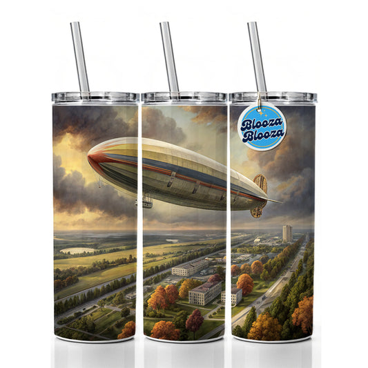 Dirigible Airship In Flight Over New Jersey Skinny Tumbler 20oz with Straw Insulated Water Bottle Gift