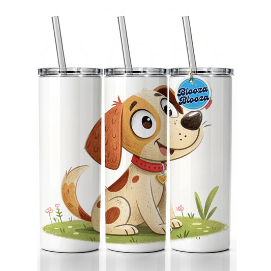 Dog Children's Illustration Style Skinny Tumbler 20oz with Straw Insulated Water Bottle Gift