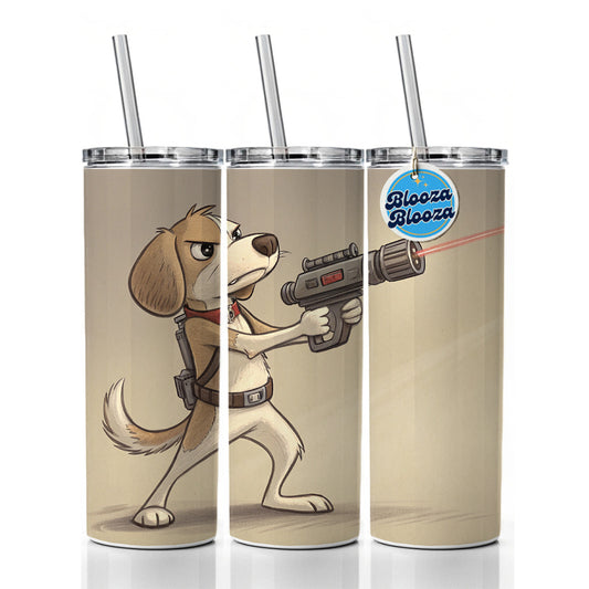 Dog With Laser Gun Sci-fi Cartoon Skinny Tumbler 20oz with Straw Insulated Water Bottle Gift