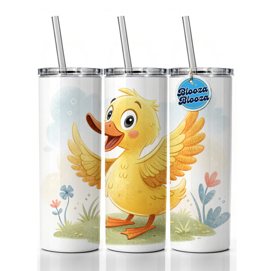 Duck Children's Illustration Style Skinny Tumbler 20oz with Straw Insulated Water Bottle Gift