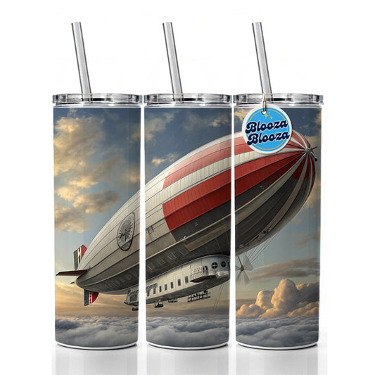 Early 1900's Dirigible Airship Blimp Skinny Tumbler 20oz with Straw Insulated Water Bottle Gift