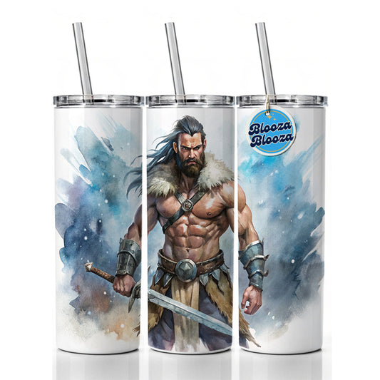Fantasy Male Barbarian With Two-Handed Sword Skinny Tumbler 20oz with Straw Insulated Water Bottle Gift