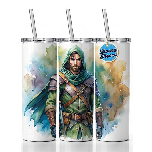 Fantasy Male Rogue Thief Watercolor Skinny Tumbler 20oz with Straw Insulated Water Bottle Gift