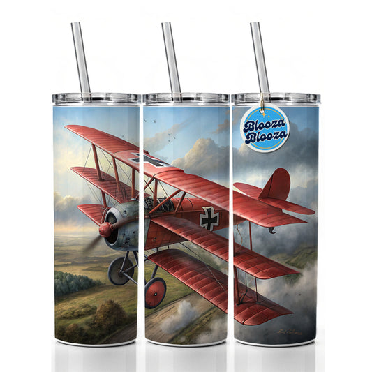 Fokker Dr.I Triplane WWI German Fighter Plane Skinny Tumbler 20oz with Straw Insulated Water Bottle Gift
