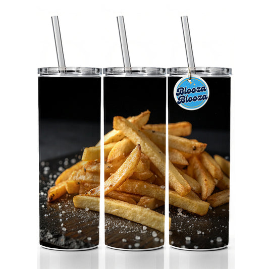 French Fries Skinny Tumbler 20oz with Straw Insulated Water Bottle Gift