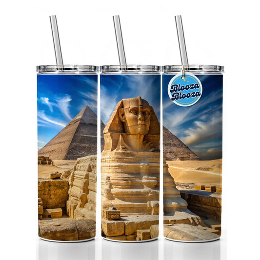 Great Sphinx Of Giza Pyramids Egypt Skinny Tumbler 20oz with Straw Insulated Water Bottle Gift
