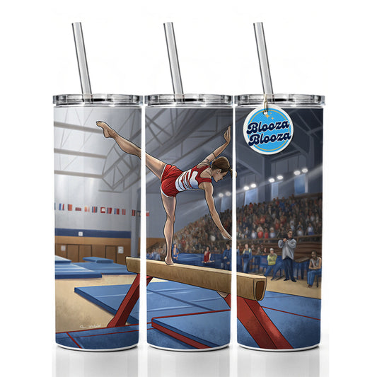 Gymnastics Balance Beam Skinny Tumbler 20oz with Straw Insulated Water Bottle Gift
