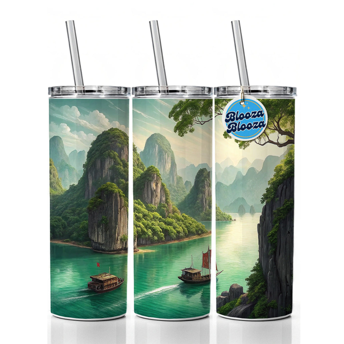 Ha Long Bay Vietnam Skinny Tumbler 20oz with Straw Insulated Water Bottle Gift