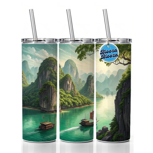 Ha Long Bay Vietnam Skinny Tumbler 20oz with Straw Insulated Water Bottle Gift