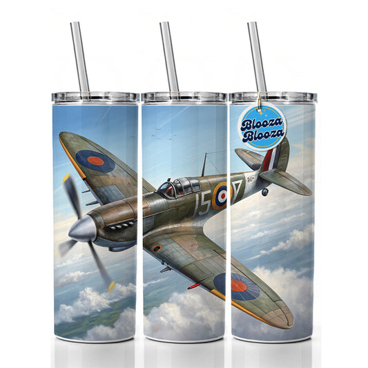 Hawker Hurricane WWII British Fighter Plane Skinny Tumbler 20oz with Straw Insulated Water Bottle Gift