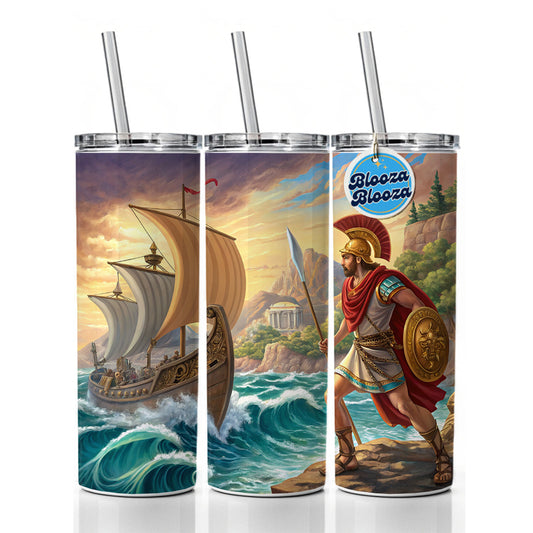 Homer's Iliad And The Odyssey Trojan War Skinny Tumbler 20oz with Straw Insulated Water Bottle Gift