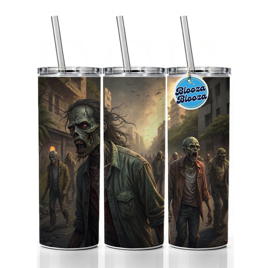 Horde Of Zombies Monsters Halloween Skinny Tumbler 20oz with Straw Insulated Water Bottle Gift