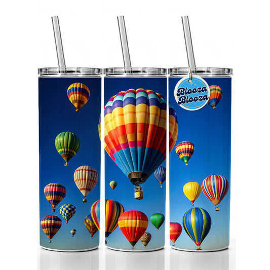 Hot Air Balloons Against a Blue Sky Skinny Tumbler 20oz with Straw Insulated Water Bottle Gift